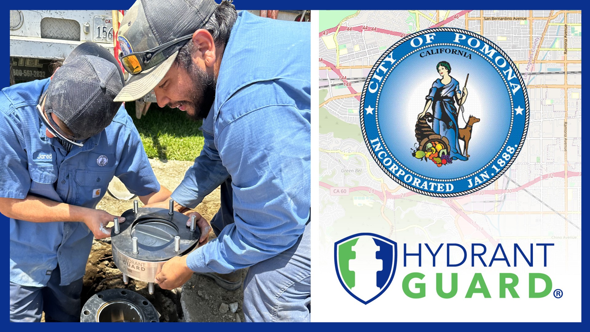 Water operators at the City of La Palma installing a Hydrant Guard breakaway check valve