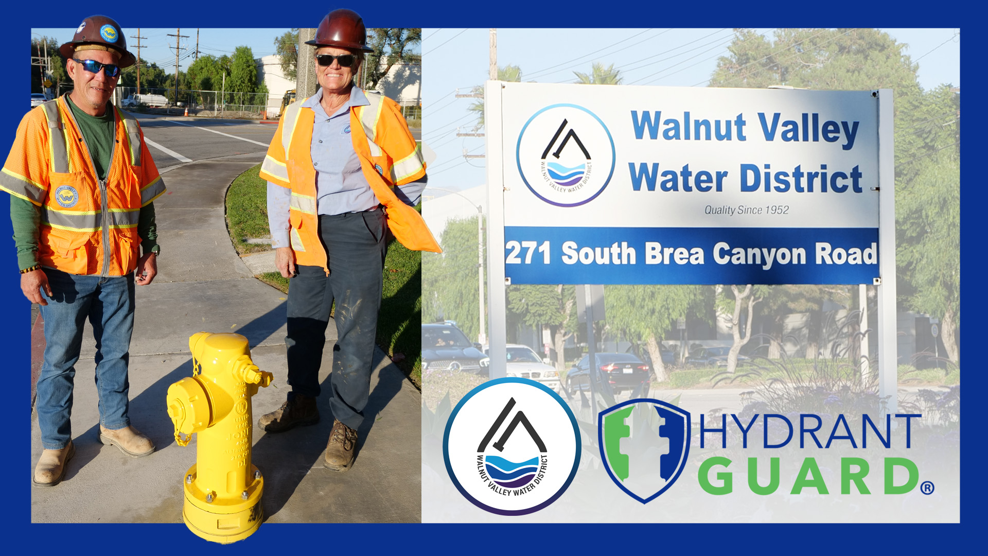 Walnut Valley Water Operators standing with Hydrant Guard installation